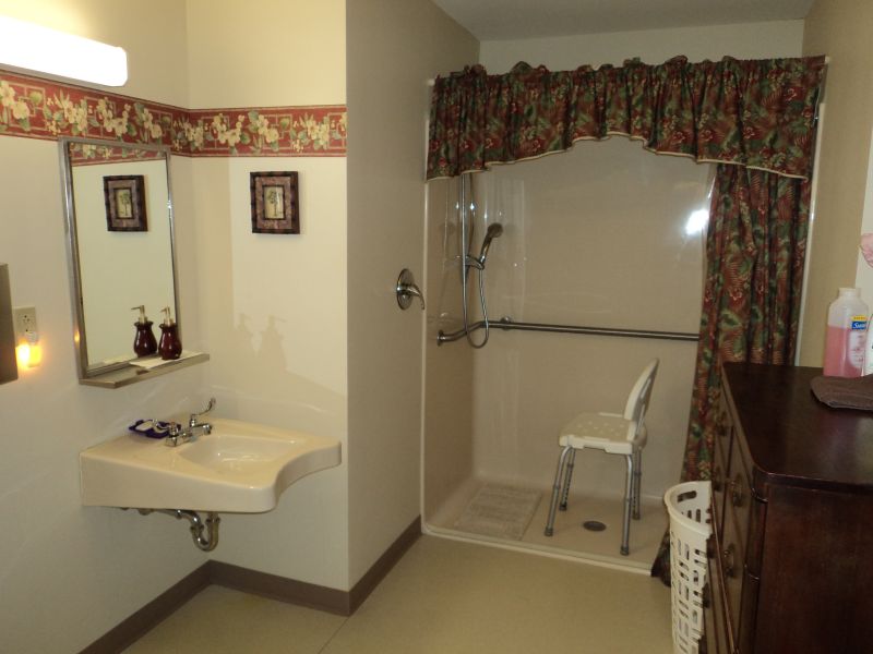 large bathroom and shower